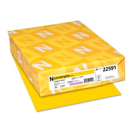 Neenah Paper Colored Paper -  Astrobrights Paper, Yellow, 8-1/2in x 11in, 24 lb., 500 Sheets/Ream 22591
